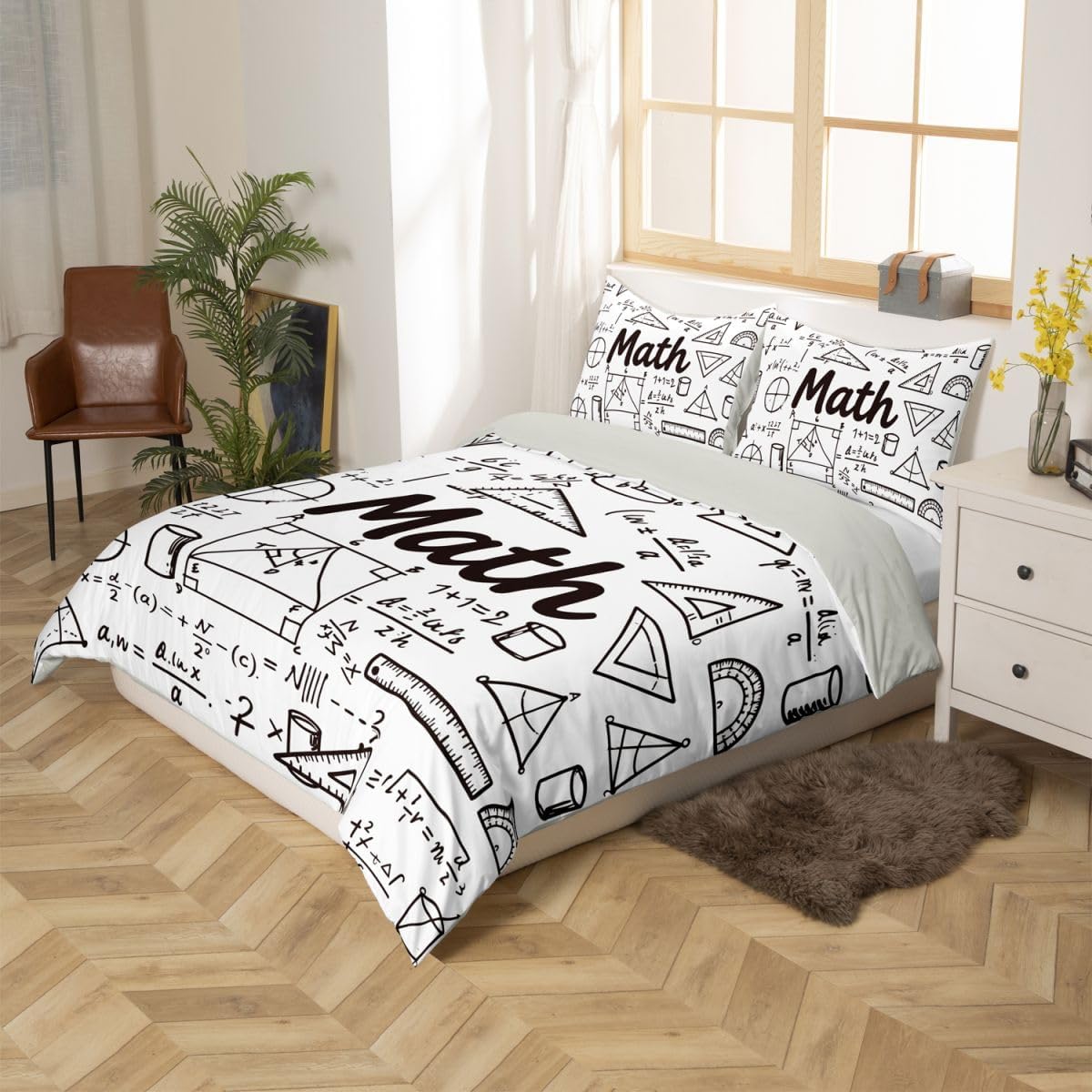 Erosebridal Chemistry Lab Bedding Set Twin Size Chemical Equation Duvet Cover for Boys Girls Chemical Elements Science Theme Comforter Cover Teens Kids Science Students Bedding School Dorm Room Decor