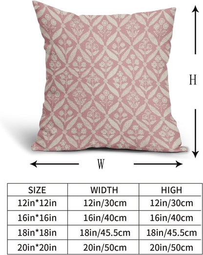 Blue Green Floral Block Print Pillow Covers 12X20 Set of 2, Flower Pattern Spring Summer Print Decorative Throw Pillow Covers Outdoor Farmhouse Seasonal Cushion Case Couch Sofa Bed Decor