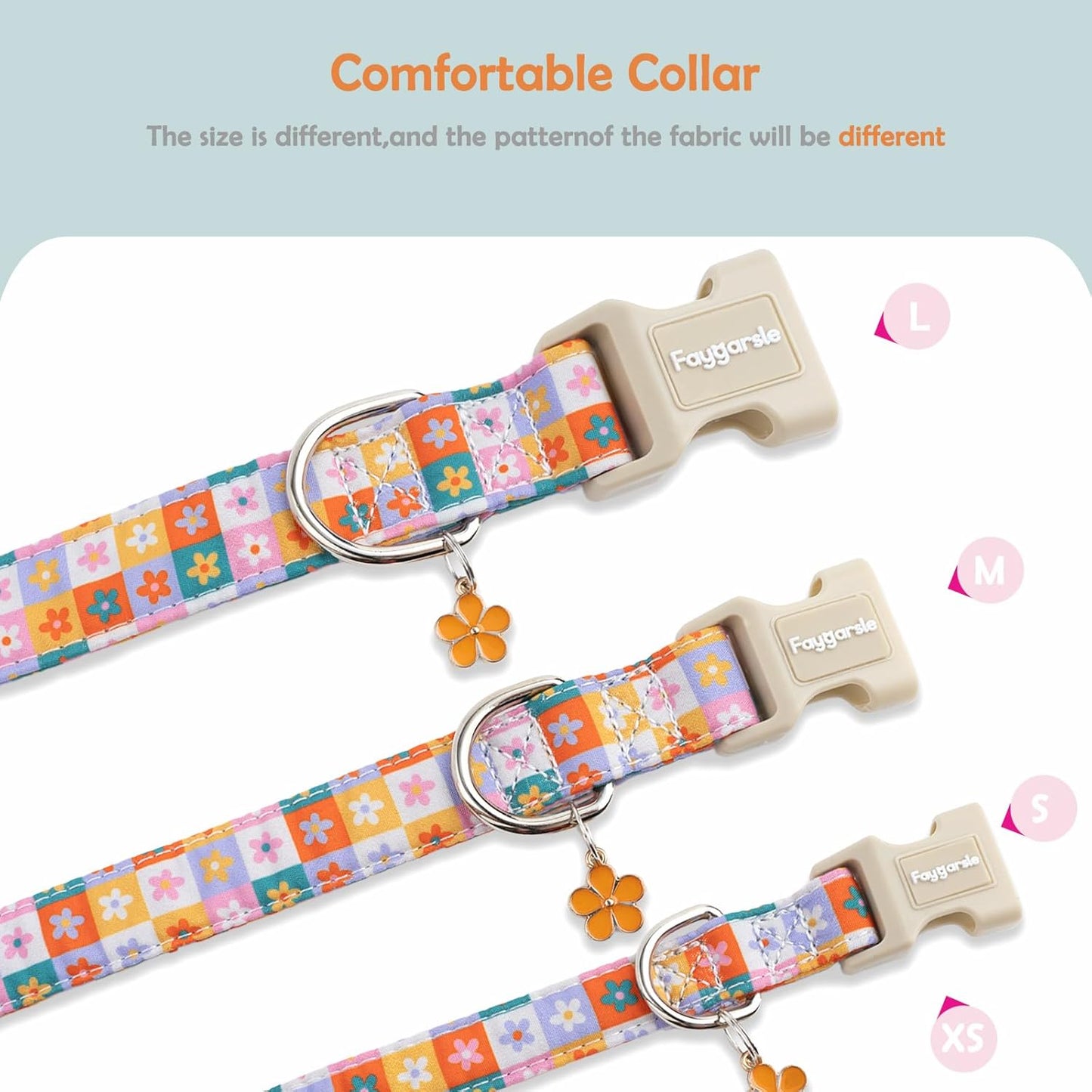 Faygarsle Dog Collar for Small Medium Large Dogs Colorful Puppy Collars for Female Dogs Toy Building Blocks Patterned Pet Collars for Summer Spring Wedding Puppy Girl Dog Collar M