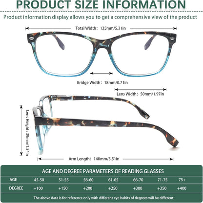 CLASAGA Progressive Multifocus Reading Glasses for Women, Pattern Print Blue Light Block Stylish Ladies Computer Readers
