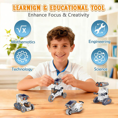14-in-1 Solar Power Robot, STEM Robot Building Kits for Kids 8-12 Years, DIY Solar & Battery Powered Robotic Set for Kid Birthday Gifts with 191Pcs