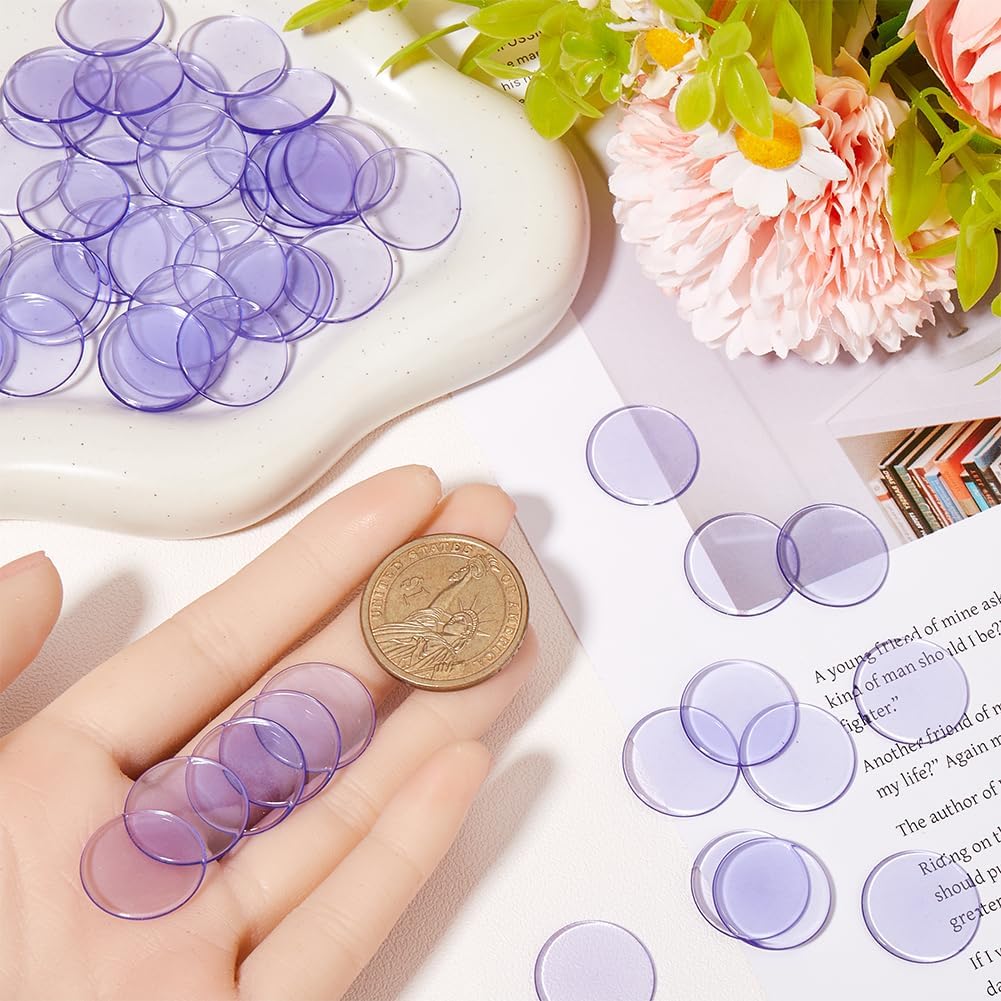 200Pcs Plastic Learning Counters Purple Counting Chips Round Flat Discs Decorative Christmas Ornament Disks Markers Translucent Circles Mosaic Tile for Math Practice Learning School Supplies