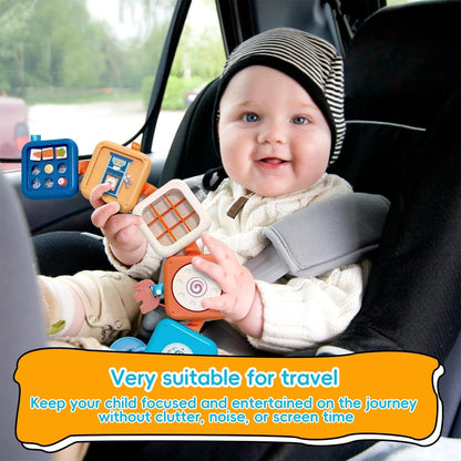 Busy Board for 1 2 3 Year Old - Montessori Travel Toy with Fine Motor Activities, Busy Cube Sensory Learning for Toddlers 1-3 - Perfect Baby Boy Girl Gift & Airplane Car Activity