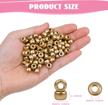Auvoua 1000Pcs Pony Beads Bracelet 9mm Yellow Plastic Barrel Pony Beads for Necklace,Hair Beads for Braids,Key Chain,Jewelry Making (Yellow)