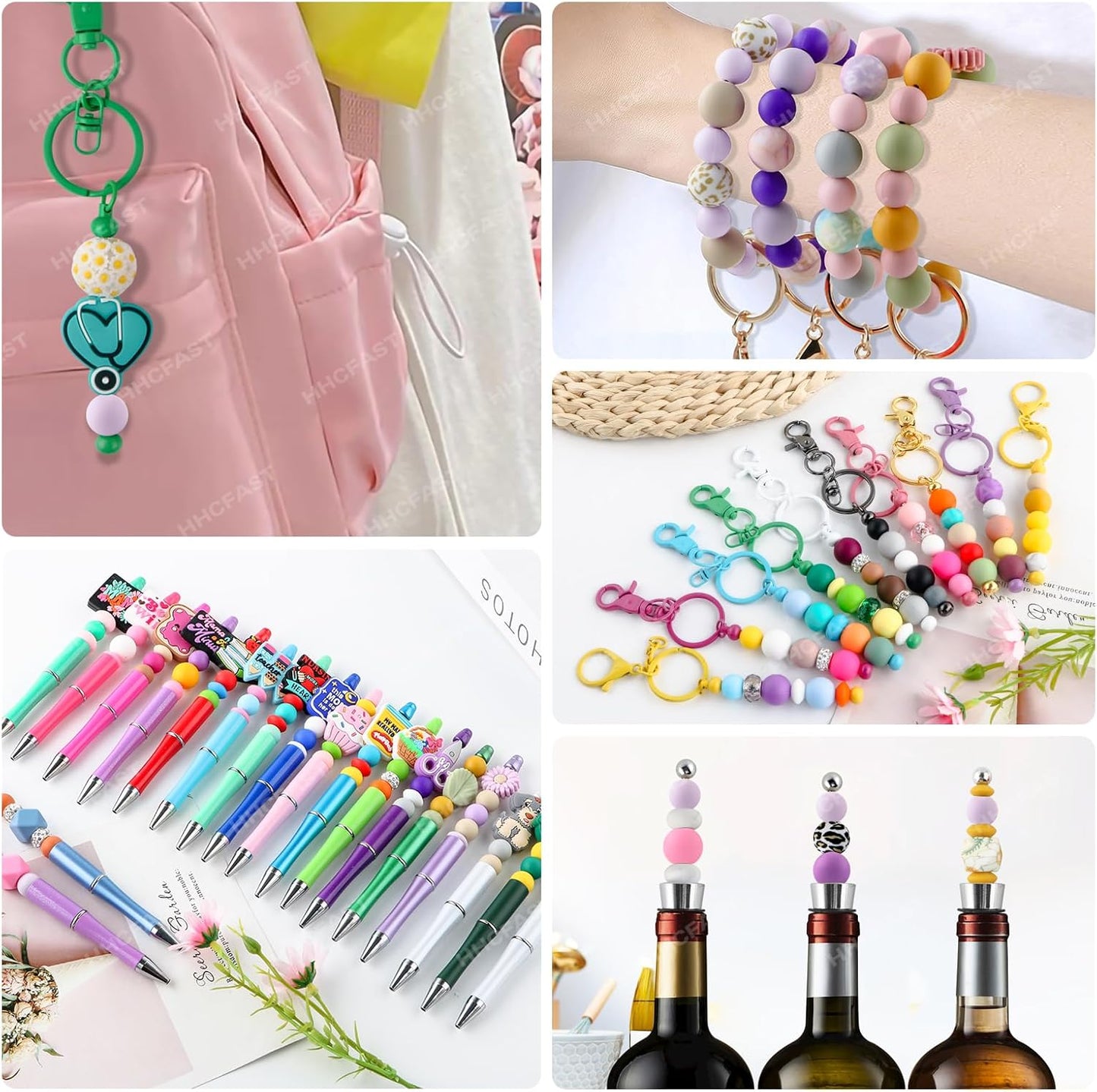 65Pcs 19mm Silicone Beads for Keychain Making Bracelet Necklace, Bulk Round Silicone Beads for Pens（Christmas Green） - Colors B