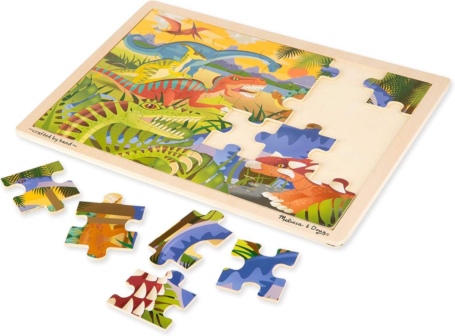 Melissa & Doug Under The Sea Ocean Animals Wooden Jigsaw Puzzle with Storage Tray (24 pcs)