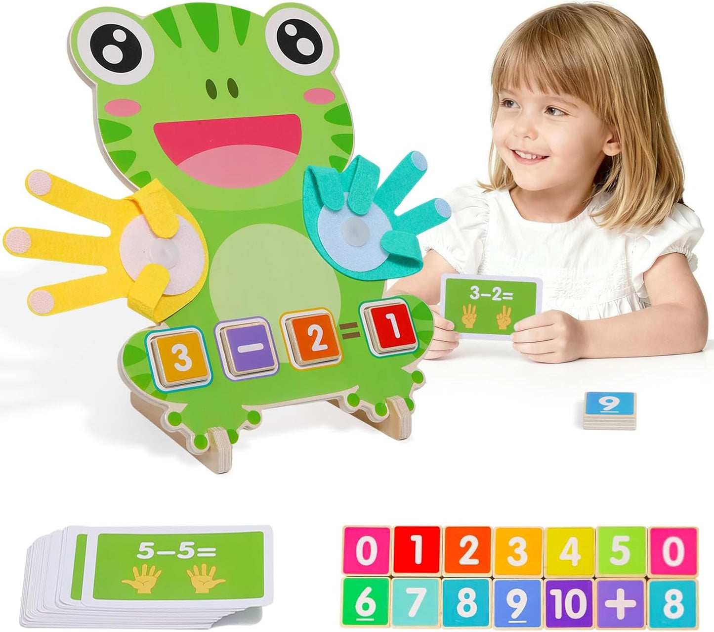 Educational 2 in 1 Math Manipulatives Number Counting Blocks & Teaching Clock for Kids, Preschool Learning Toys for Toddlers 3-5, Montessori Toys for 3-5 Year Old Boys Girls Birthday Gifts