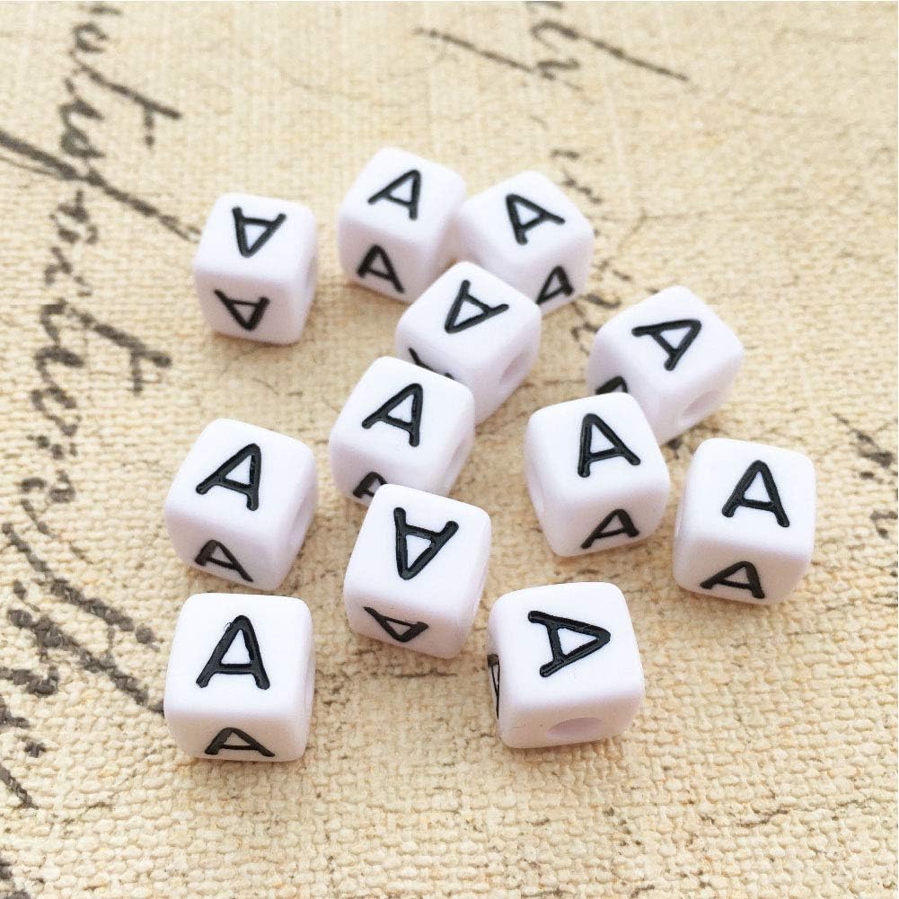 DAHI 400PCS Cube Letter Beads 8mm Alphabet Bead Colorful A-Z Acrylic Letter Beads for Jewelry Making (Color White 8x8mm)