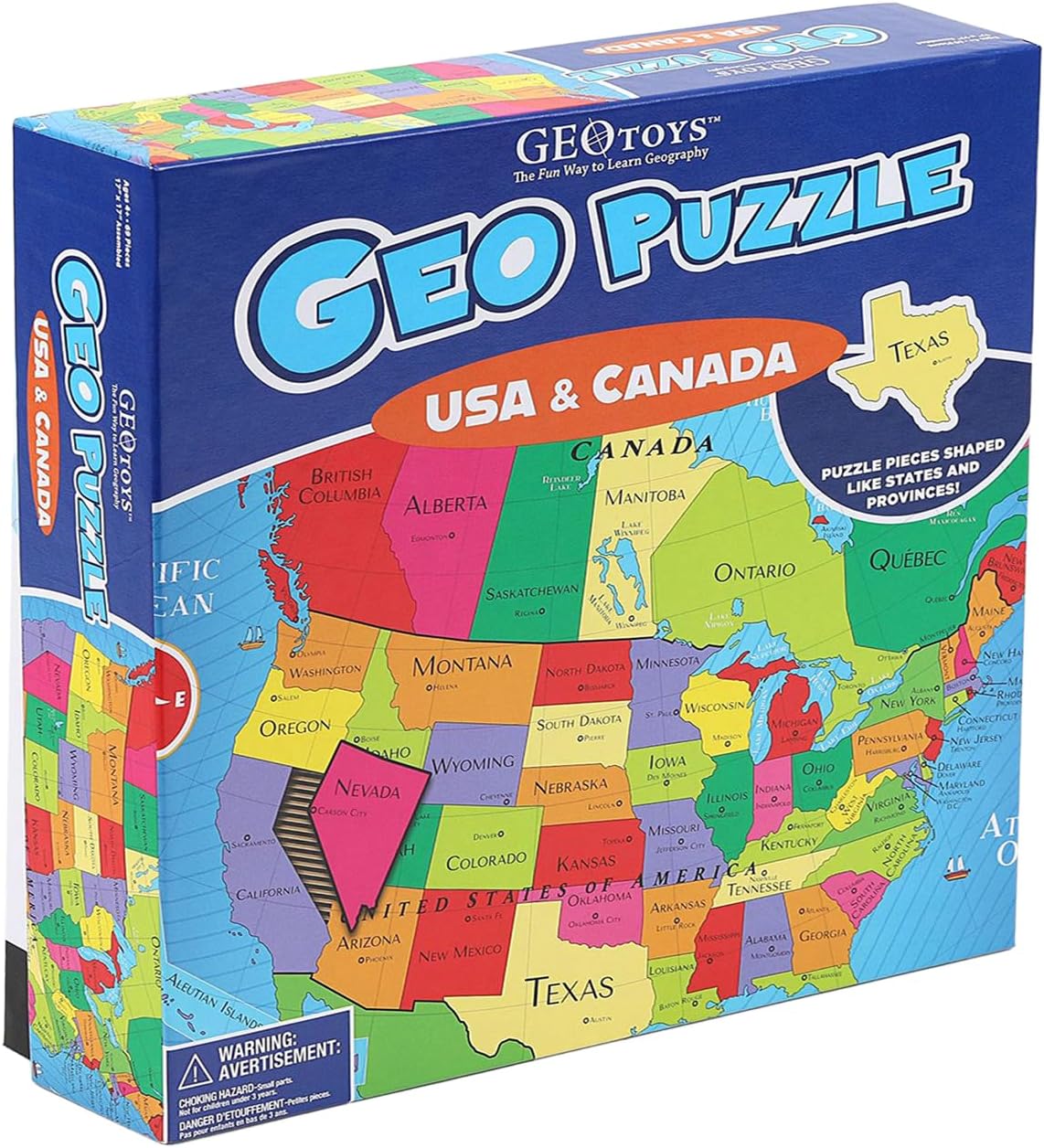 GeoToys GeoPuzzle, World Jigsaw Puzzles, 68 Pc Geography Game & Map Puzzle, Educational Games & Kids Learning Activities, Puzzle Gifts for Children Ages 6-9, Fun Learning Toys for Kids