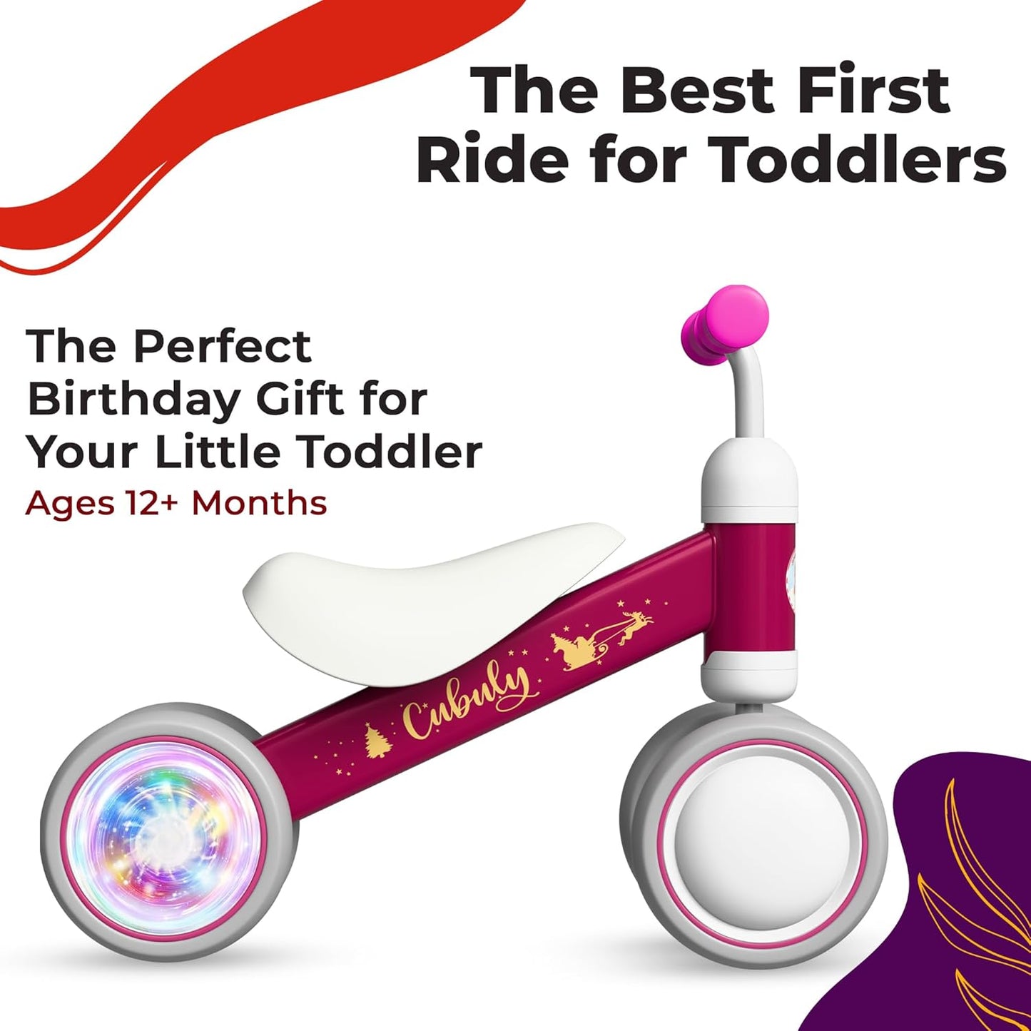 Baby Balance Bike for 1-3 Year – First Birthday Boy Girl Gifts 12-36 Month Mini Bike|Colorful Lighting Wheels|Ride on Toys |Toddler Balance Bike 1-3 Indoor/Outdoor Bike