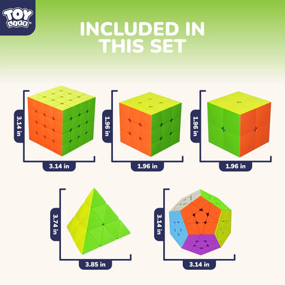 STEAM Life Speed Cube Set, Speed Cube Set of 2x2 3x3 4x4 Megaminx and Pyramid Cube Smoothly Stickerless Magic Cubes Collection for Kids & Adults