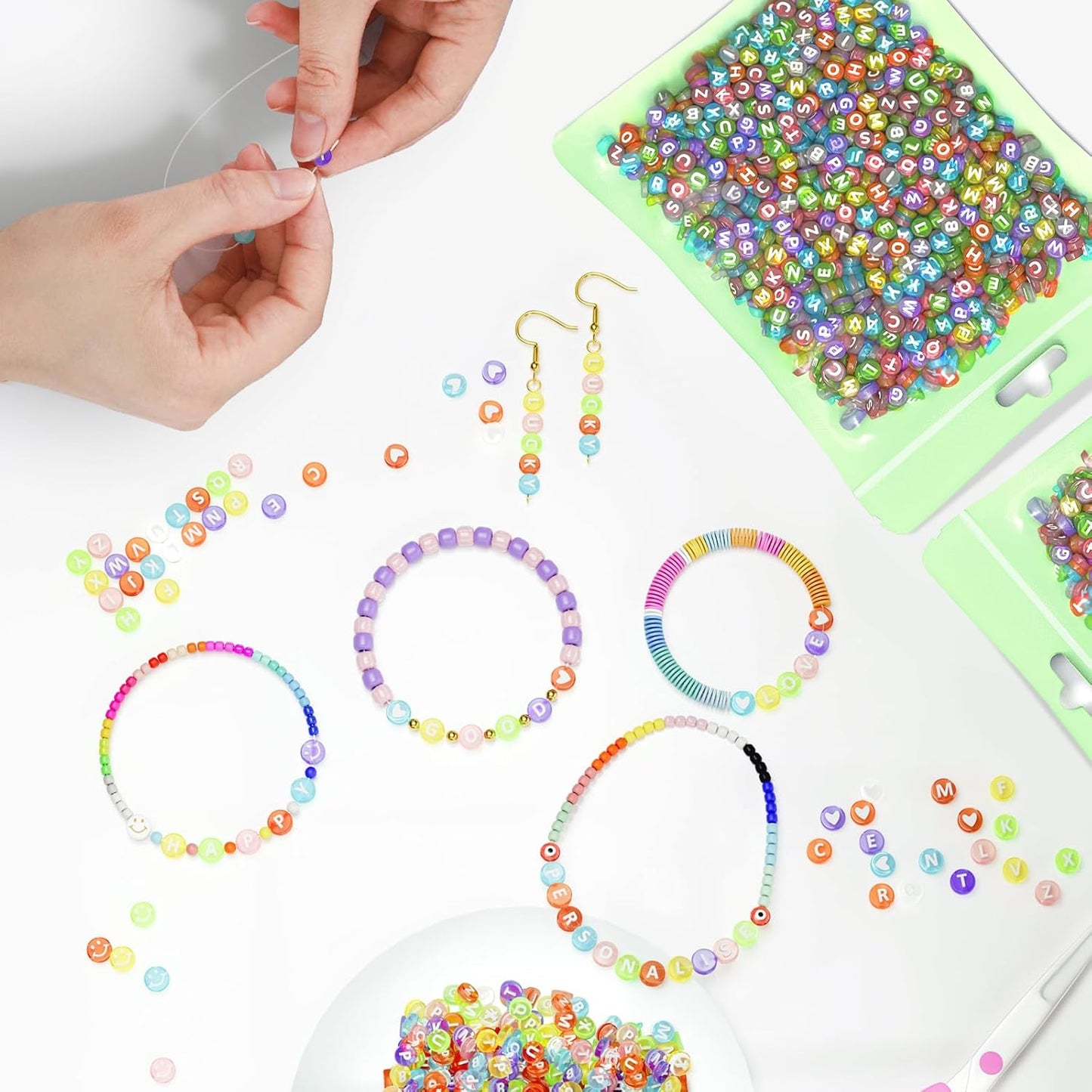 ARTDOT 800 Pieces Assortment Letter Beads for Friendship Bracelets Making Kit, 28 Styles Jewelry Making Supplies Alphabet Beads Set Preppy Crafts Art