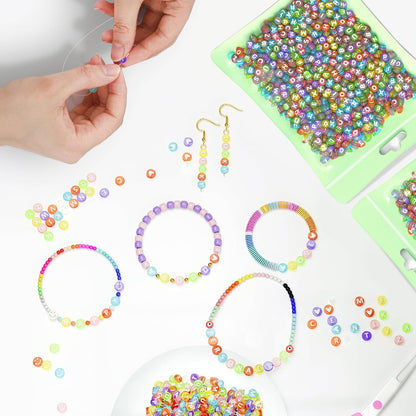 ARTDOT 800 Pieces Assortment Letter Beads for Friendship Bracelets Making Kit, 28 Styles Jewelry Making Supplies Alphabet Beads Set Preppy Crafts Art