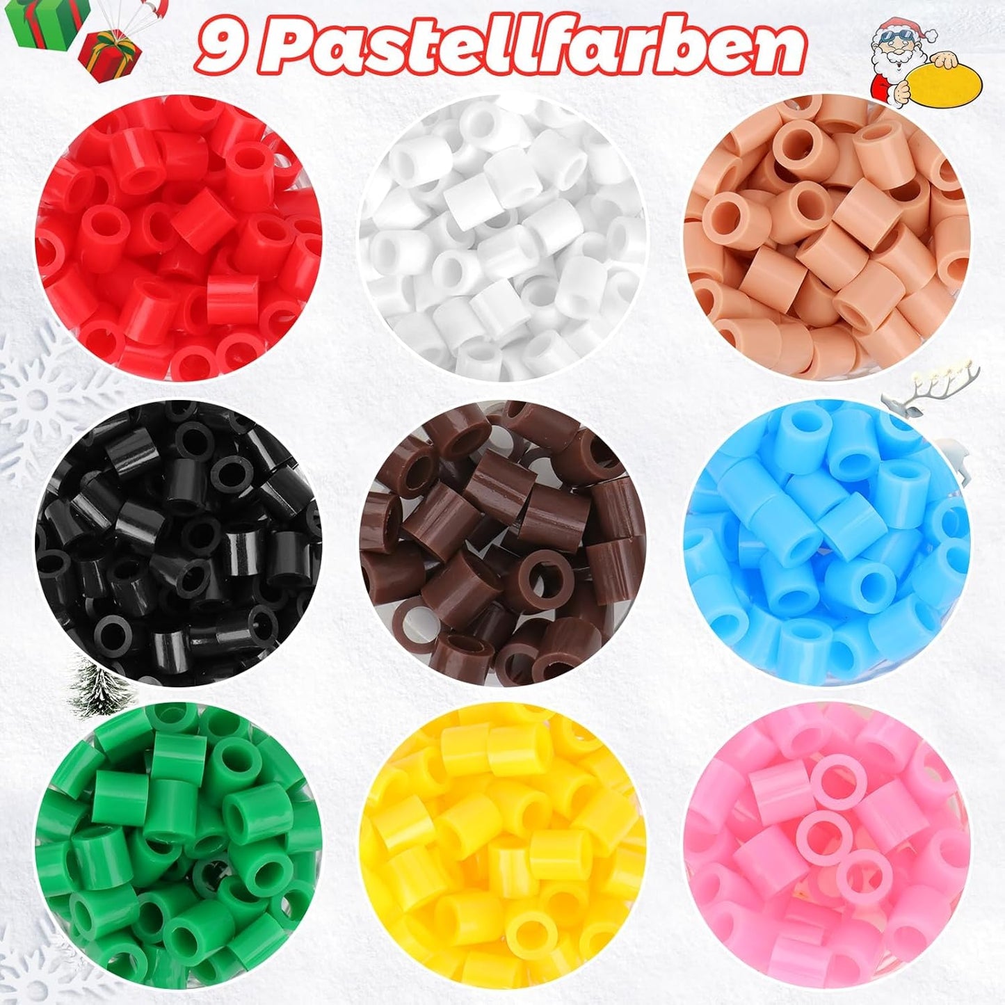 Homgaty 10MM Fuse Beads Kit,1000 PCS XL Iron Melting Beads for Christmas Patterns and Ironing Paper, DIY Art Craft Iron Bead,Crafts Set for Adult