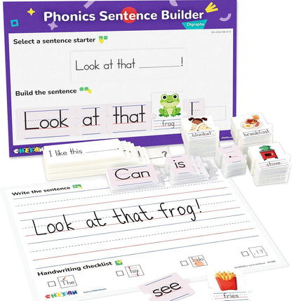 CHEFAN Sentence Building for Kids, Learn to Read & Write, Sight Words Learning Toy, Sentence Board with Writing Board, Speech Therapy for Preschool Kindergarten
