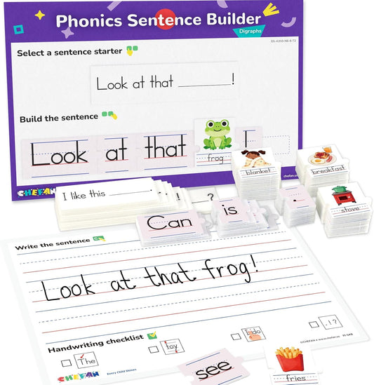CHEFAN Sentence Building for Kids, Learn to Read & Write, Sight Words Learning Toy, Sentence Board with Writing Board, Speech Therapy for Preschool Kindergarten