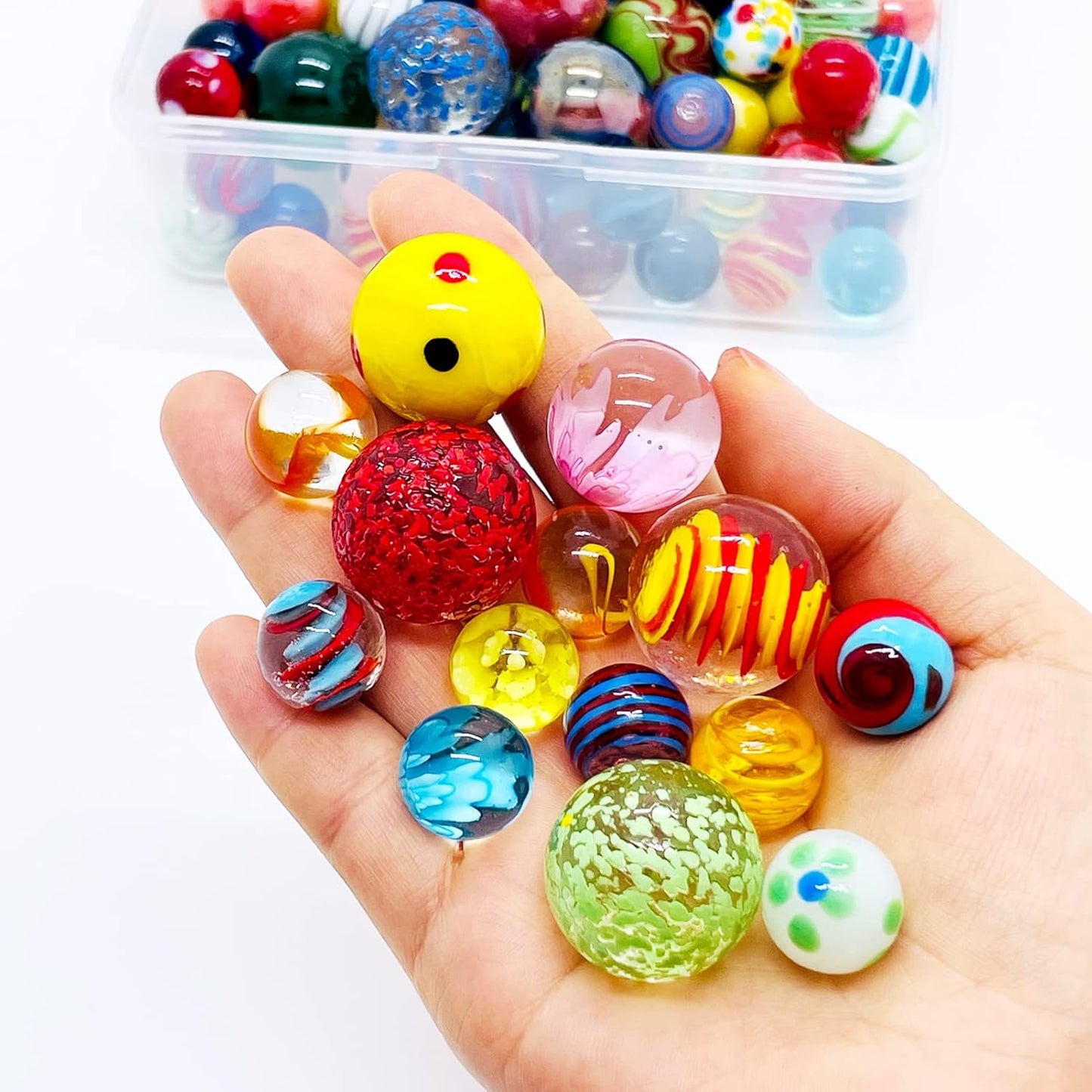 20 Vintage Marbles Bulk for Kids Ages 4-8-12 Hobbyist for Marble Run Track Game Small Marbles Game Toy (16mm) (20pcs)
