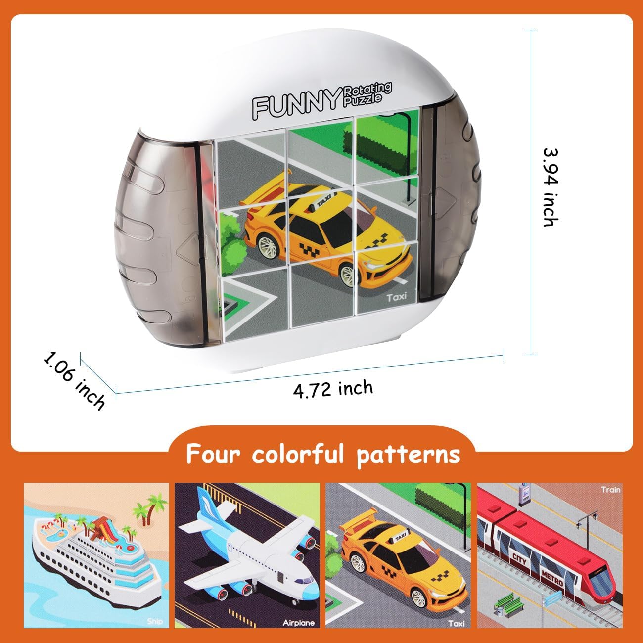Rotating Puzzle for Kids 3 4 5 6 7 8 Year Old, 4 Puzzles in 1, Toddlers Travel, Car, Airplane, Road Trip Activities, Fine Motor Skills, Fidget, Gift for Boys & Girls Ages 3+ (Dinosaur)