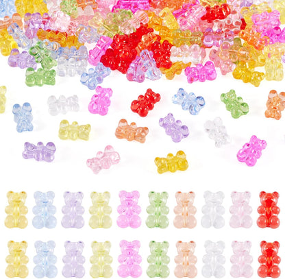 Kissitty 100Pcs Clear Acrylic Bear Beads Cute Bears Loose Beads Bulk Transparent Gummy Bear Spacer Bead Counting Bears for Bracelet Adults Necklace Earring Crafts Bag Key Chain DIY Jewelry Making