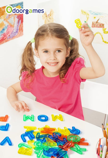 78 Pcs Translucent Lowercase Letters - Plastic Alphabet Letters - Light Table Play and Early Learning Manipulatives