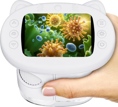 Kids Microscope: 1000X Handheld Pocket Microscope for Photo and Video Portable Science Kits STEM Toys – Christmas/Birthday Gifts for Girls & Boys Ages 3-12(Orange)