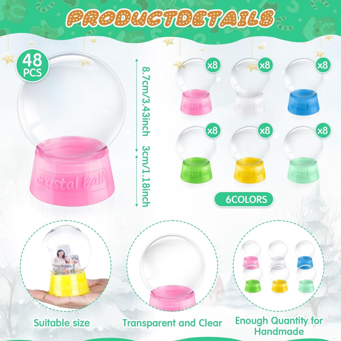 Mifoci 24 Pcs 4 Inch Empty Snow Globe Clear Fillable Water Globe with Screw Off Cap Empty Valentines Day Plastic Snow Case for DIY Crafts Home Decoration Display Plant