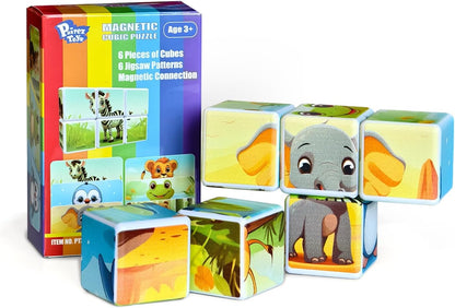 Pairez Toys 3D Magnetic Cubic Jigsaw Puzzle Toys for Toddlers, Large Building Blocks Cubes 1.65 Inches, Sensory & Montessori Toys for Kids 3-5