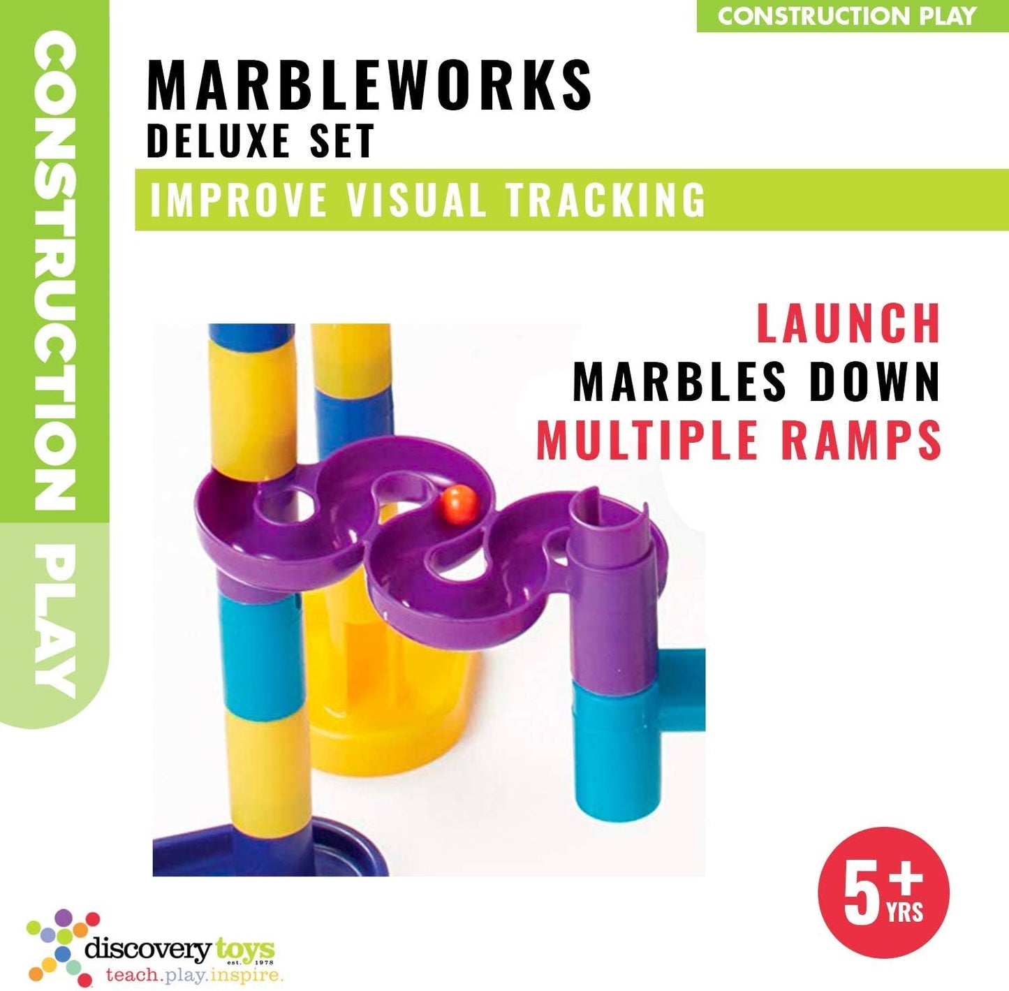 Discovery Toys MARBLEWORKS Marble Run Starter | Kid-Powered Learning | STEM Educational Building Block Toy Learning & Childhood Development 5 Years Old and Up