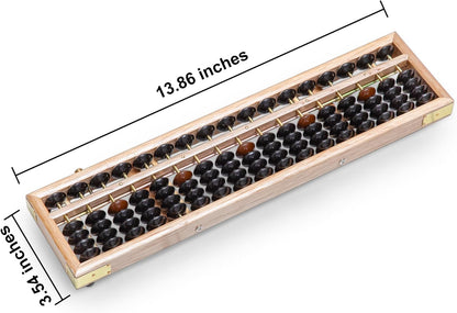 Black long Di fang Wooden Abacus - Professional 17 Column Soroban - 13.86 Inches (35.2 Centimeters) - Calculator with Reset Button - Made