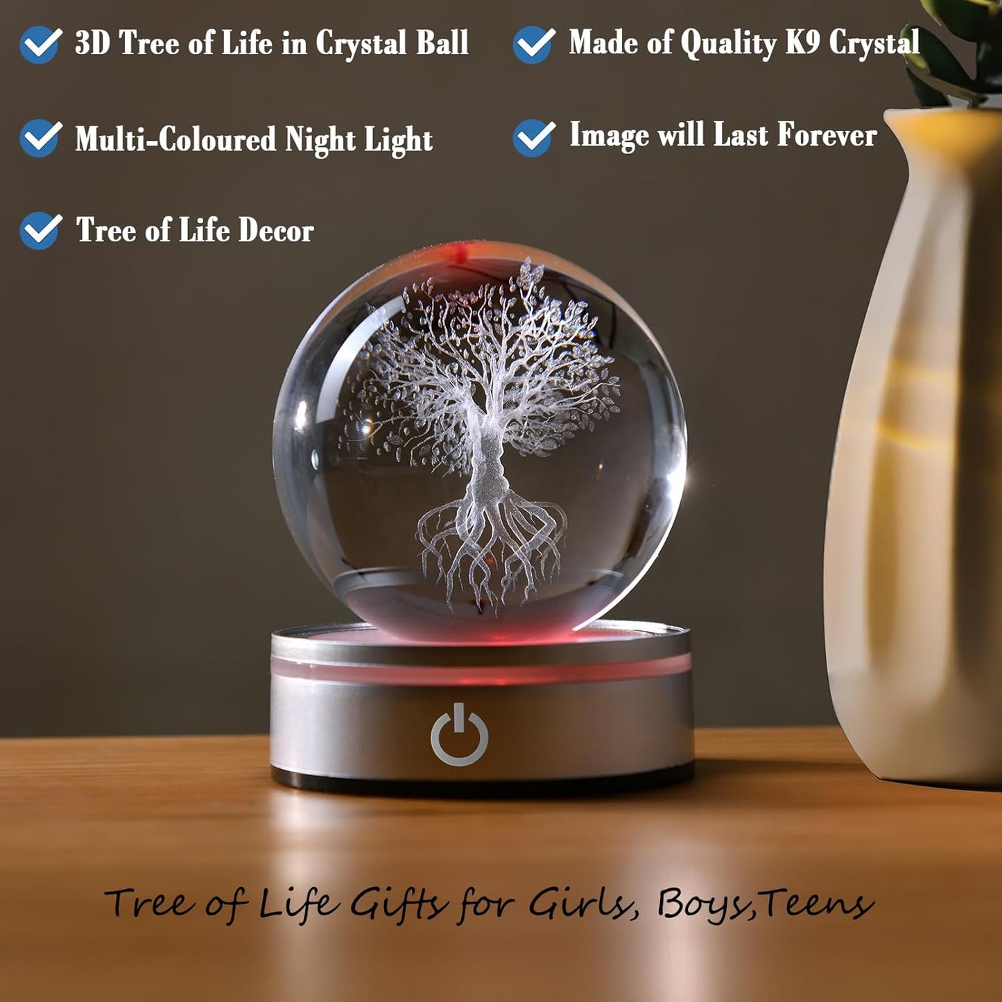 IFOLAINA 3D Solar System Crystal Ball Model Gift Space Astronomy Gift Planets Multicolor Universe Globe Ball Science Astrophysics Gift Night Light Kids Bedroom Adults Gift