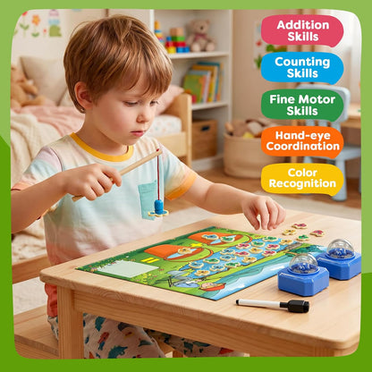 Math Board Games for Kids with Dice Poppers, Math Manipulatives Kindergarten Preschool Math Games Counters Toys, Addition and Subtraction Dice Games Homeschool Supplies Classroom Must Haves