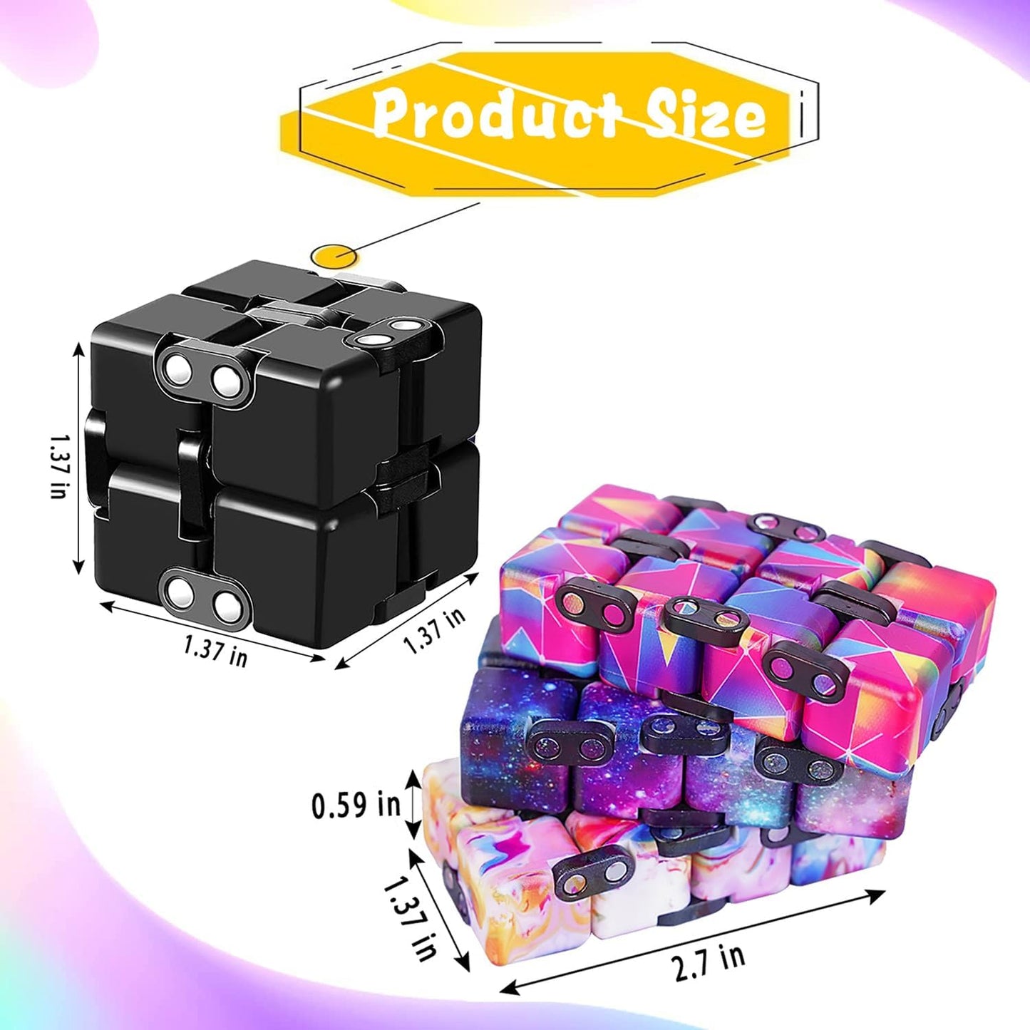 4 Packs Infinity Cube Toy Stress Relieving Game for Kids and Adults,Cute Mini Unique Gadget Anxiety Relief Kill Time Magic Puzzle Flip ADD, ADHD, Killing
