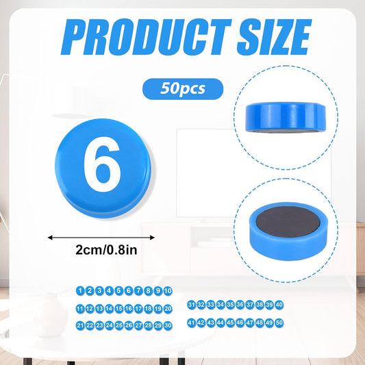 1-50 Magnetic Numbers, 0.8" Multi-Use Numbered Magnets Round Dry Erase Board Number Magnets for Fridge Calendar Whiteboard Home Classroom Office Supplies (Green)