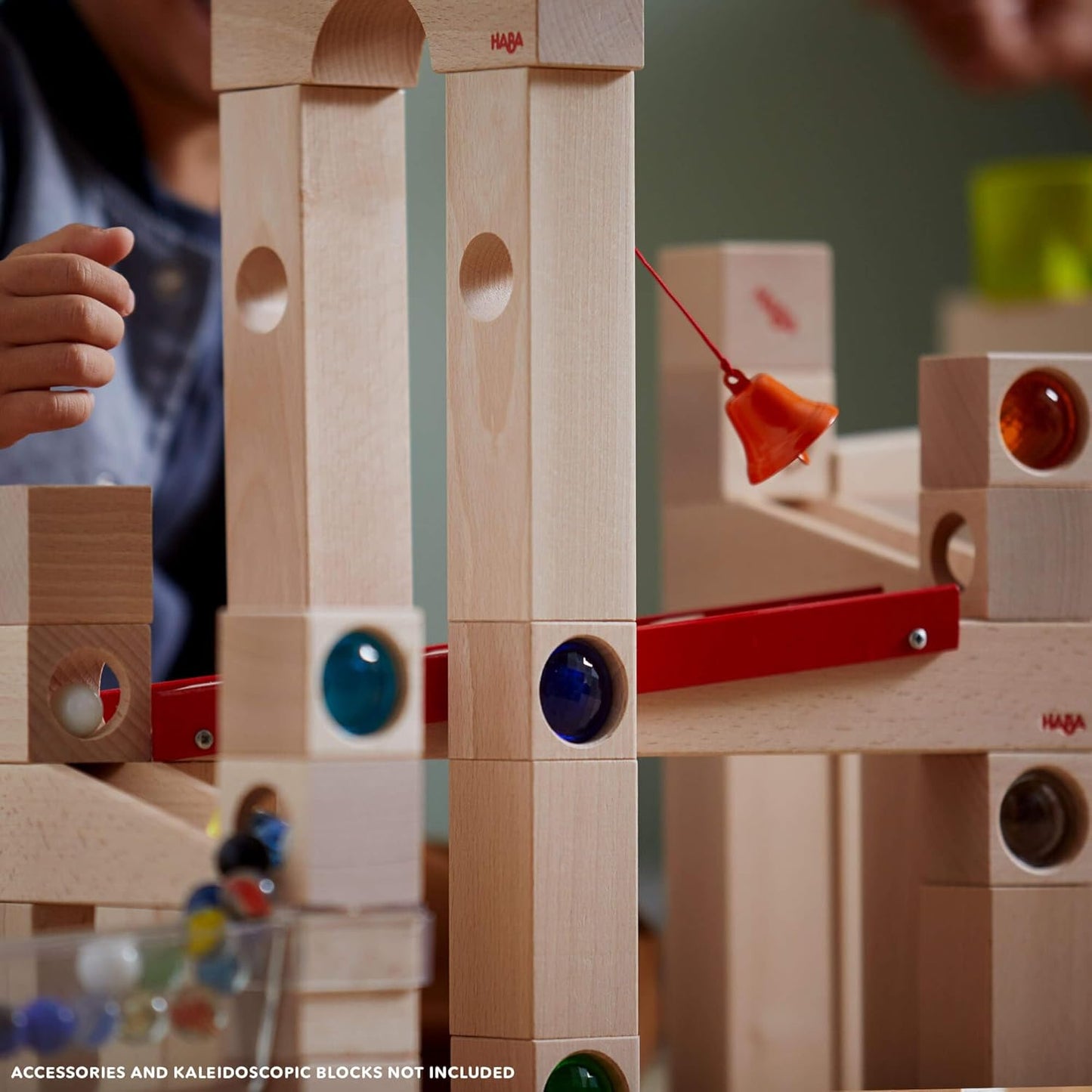 HABA Wooden Marble Run Ball Track Building Set for 4-10 Year Olds, STEM Toy with 49-Piece Wooden Track and Marbles, Montessori Toys for 4 Year Olds