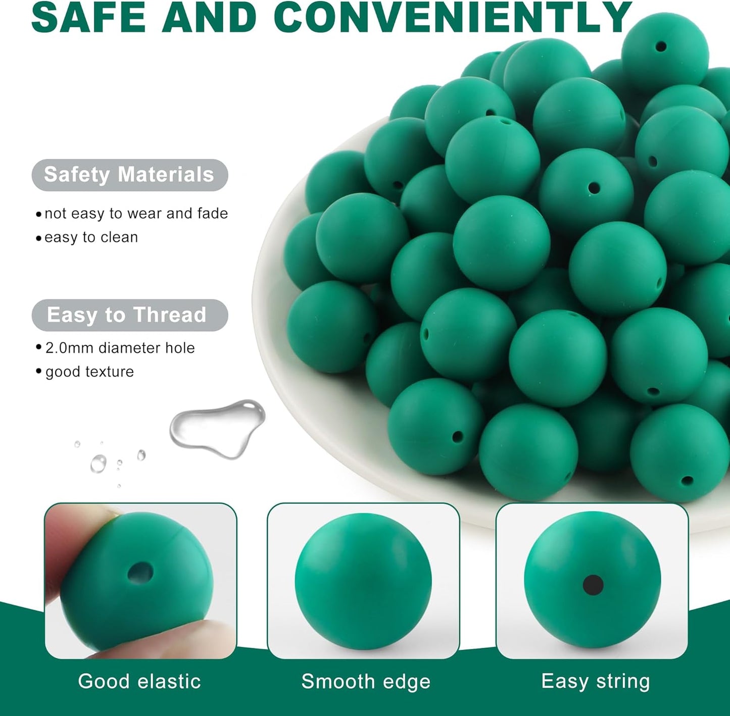 65Pcs 19mm Silicone Beads for Keychain Making Bracelet Necklace, Bulk Round Silicone Beads for Pens（Christmas Green） - Colors B