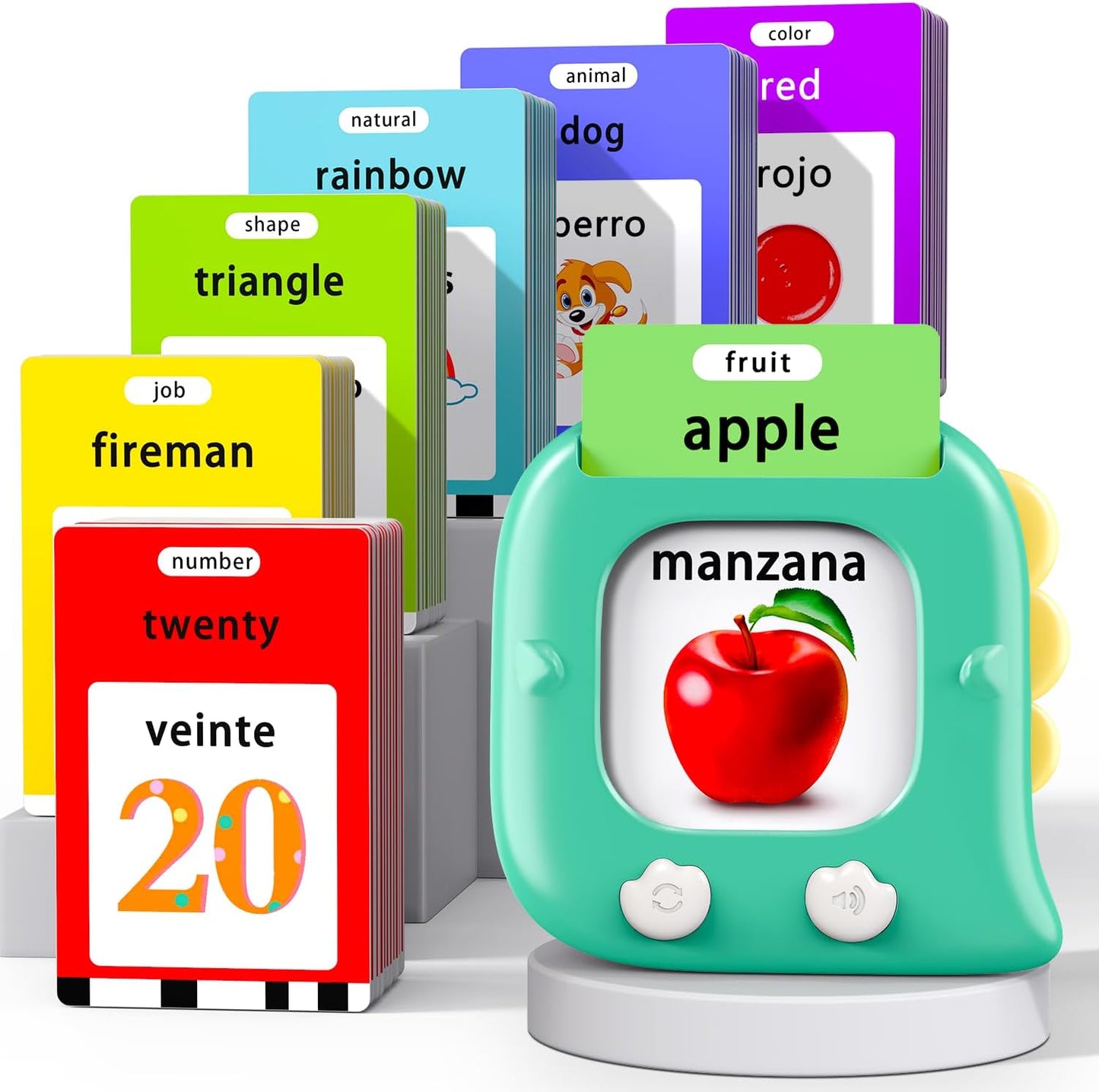 Kidzdo Dinosaur Sight Words Talking Flash Cards for 2 3 4 5 6 Years Old Boys and Girls, Easter Stuff Birthday Gifts for Toddler, Pocket Speech Learning Toys Helps Language Delay Kids, Green