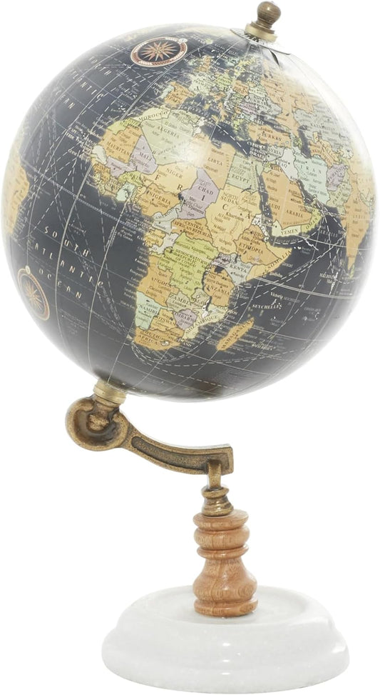 Deco 79 Marble Globe with Marble Base, 7" x 7" x 11", Teal