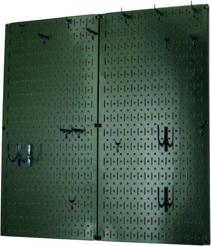 Wall Control Kitchen Pegboard Organizer Pots and Pans Storage Rack Organization Kit with Green Pegboard and White Accessories