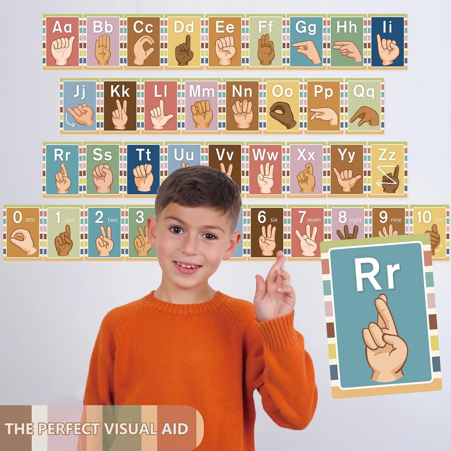 Sign Language Bulletin Board Alphabet - 37 ASL Alphabet Learning ABC Alphabet Poster Classroom Decorative Card Set Kindergarten/Elementary/Homeschool Supplies