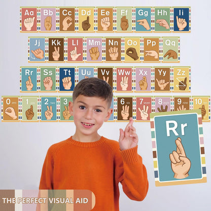 Sign Language Bulletin Board Alphabet - 37 ASL Alphabet Learning ABC Alphabet Poster Classroom Decorative Card Set Kindergarten/Elementary/Homeschool Supplies