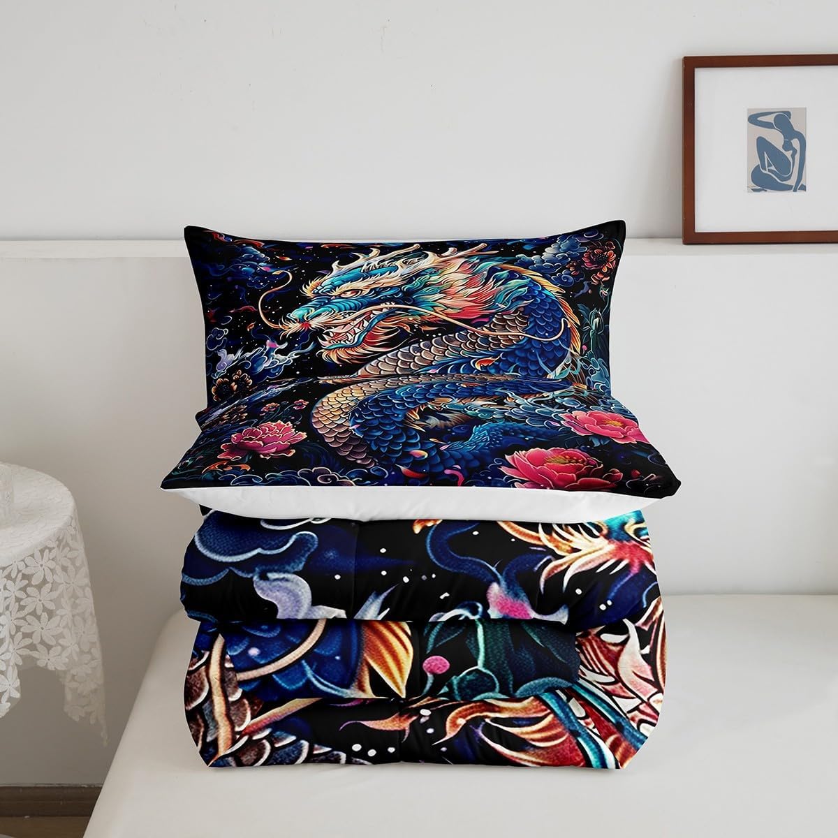 Castle Fairy Drum Kit Comforter Set,Musical Instruments Bedding Set for Kids Girls Women,Adults Rock Music Comforter,Neon Lighting Quilted Duvet Set Bedroom Collection Twin Size 2Pcs