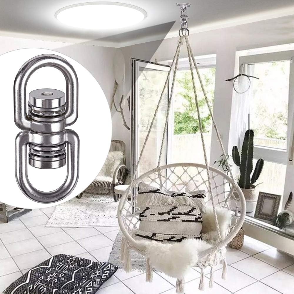 SELEWARE Silent Bearing Swing Swivel, 360° Rotational Device Hanging Accessory with Removeable Buckle for Tree Swing, Hammock Chair, Climbing Rope, Yoga, Kids Swing Swivel 1200LB Capacity, 2 Pack