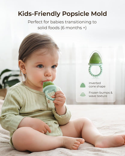 All-Silicone Baby Popsicle Molds with Sticks, AODISTUCE 1oz Popsicle Molds for Babies Breastmilk Popsicles Molds for Teething Relief, Frozen Treats Maker Popsicle Maker Ice Pop Mold for Toddlers Kids