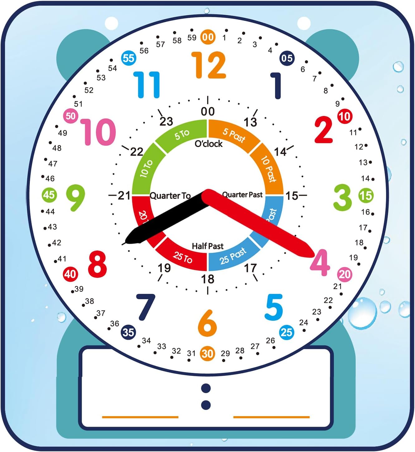 ANCOMEDO Large 12" Magnetic Writable Dry Erase Teaching Clock,Teaching Demonstration Clock for Kids Learning Time with Cute Style for Home School Classroom Supplies(12" x 11")