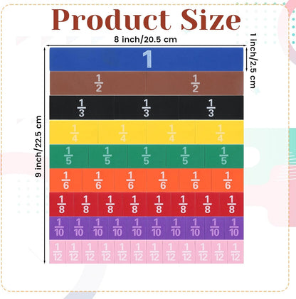 51 Pcs Magnetic Fraction Tiles Circles Bars, Early Childhood Education Math Manipulatives Rainbow Fraction Manipulatives for Elementary Educational Tool Math Learning Home 3rd 4th 5th