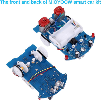 MiOYOOW Line Following Robot Car Kit, Beginners Smart Car Soldering Practice Kit STEM Educational Electronics Soldering Projects for School and Home Learning
