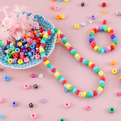 1720+pcs Pony Beads Kit 1830pcs 6 Style Letter Alphabet Beads Rainbow Plastic Pony Bead Bulk Multicolor Kandi Bead Elastic String DIY Crafts Jewelry Making Kit for Bracelets Necklaces