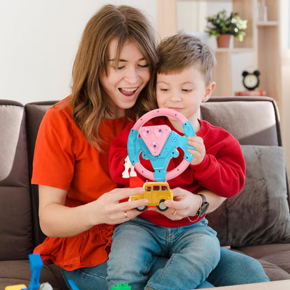 TOYANDON Kids Steering Wheel - Toddler Steering Wheel Toy, Simulated Driving Racing Car Game Controller, Pretend Driving Toy with Light and Music Electric Sounding Effects for Boys Girls (No Battery)