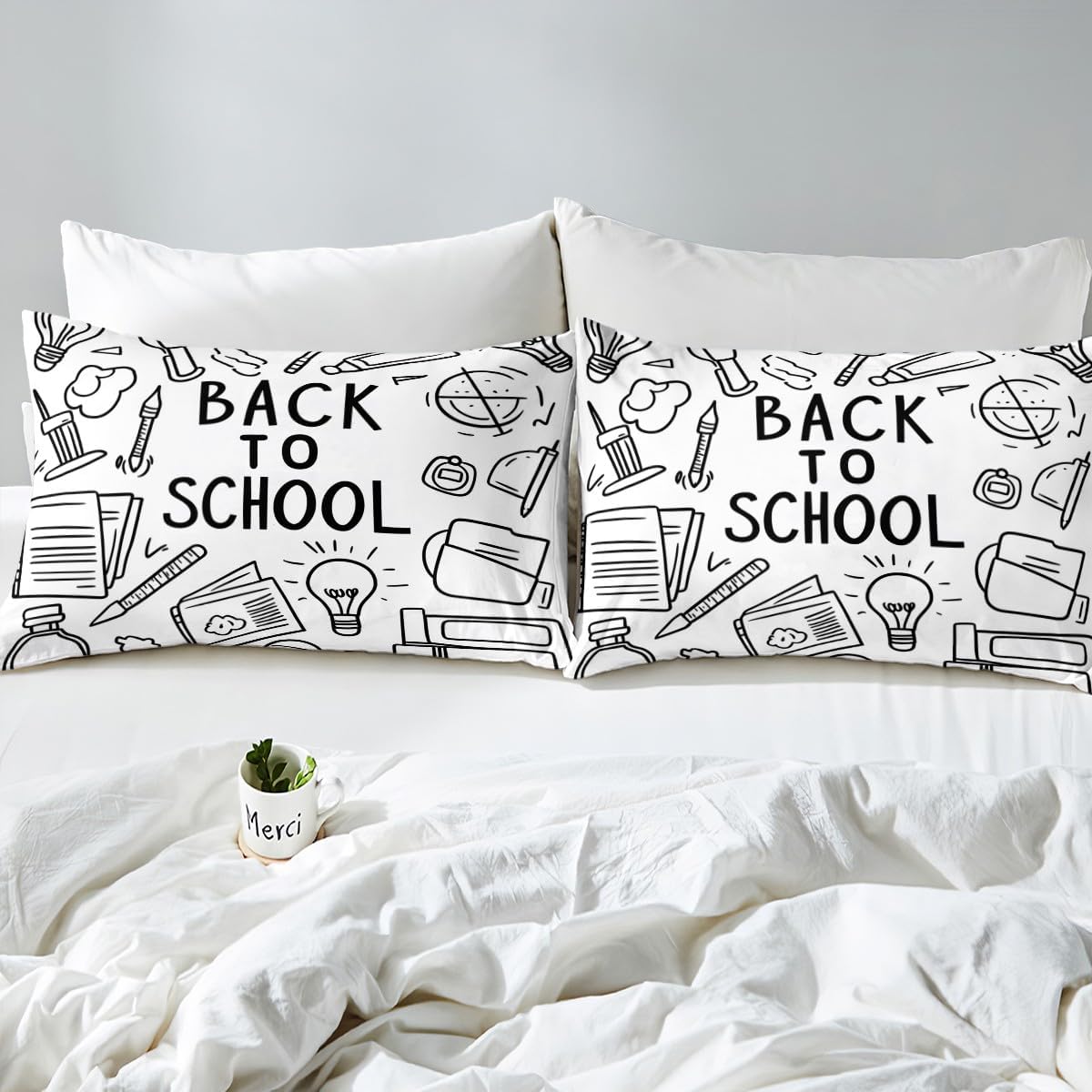 Chemistry Bed Sheets for Kids Teens Girls Boys,Chemical Experiment Fitted Sheet Twin,Science Themed Sheets for Math Lovers,Chemistry Lab Bedding Set,White and Black