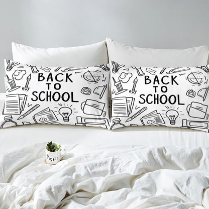 Chemistry Bed Sheets for Kids Teens Girls Boys,Chemical Experiment Fitted Sheet Twin,Science Themed Sheets for Math Lovers,Chemistry Lab Bedding Set,White and Black